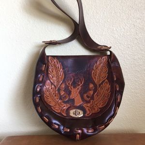 Hand tooled leather purse vintage!